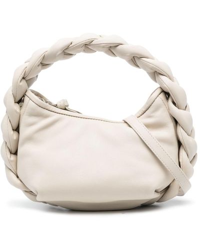 Hereu Espiga Mini Braided Handle Leather Handbag - White