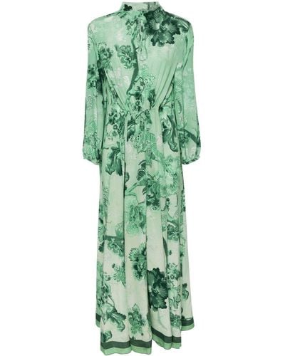 F.R.S For Restless Sleepers Eione Floral-print Silk Dress - Green