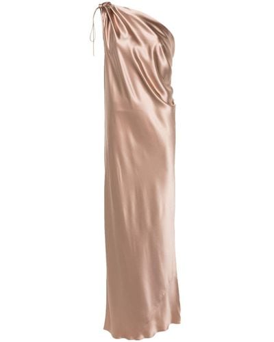 Max Mara One-Shoulder Silk Dress - Natural
