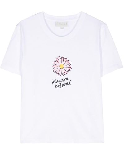 Maison Kitsuné Floating Flower Cotton T-Shirt - White