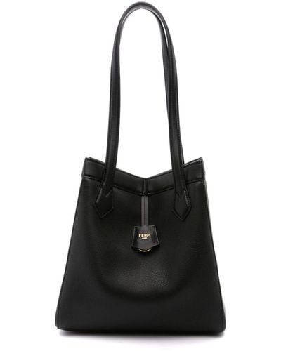 Fendi Origami Leather Shoulder Bag - Black