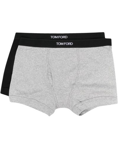 Tom Ford Logo-tape Detail Boxers (pack Of 2) - Gray