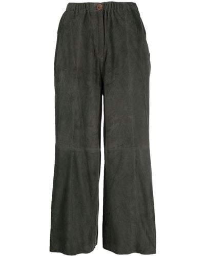 Alysi Panelled Straight-leg Suede Trousers - Grey