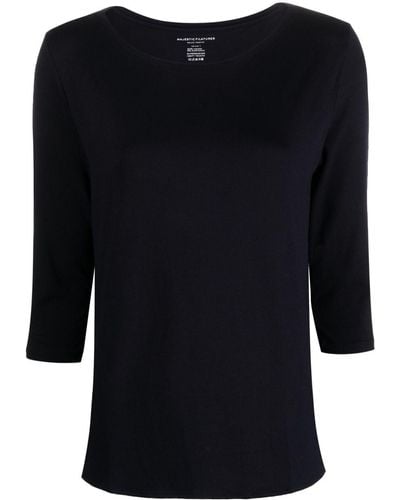 Majestic Viscose Boat-neck T-shirt - Black
