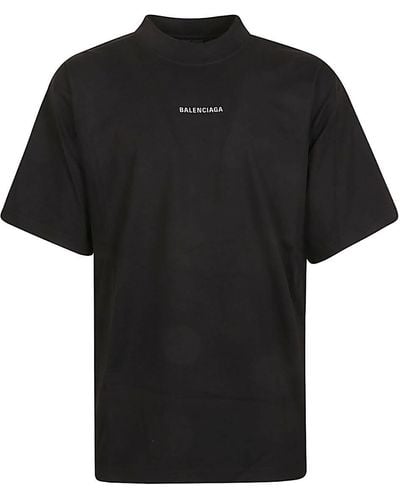 Balenciaga Logo Cotton T-Shirt - Black