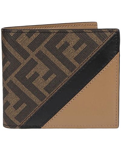 Fendi Multicolour Fabric And Leather Wallet - Black