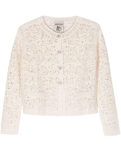 Semicouture Crochet-knit Cotton Cardigan - Natural