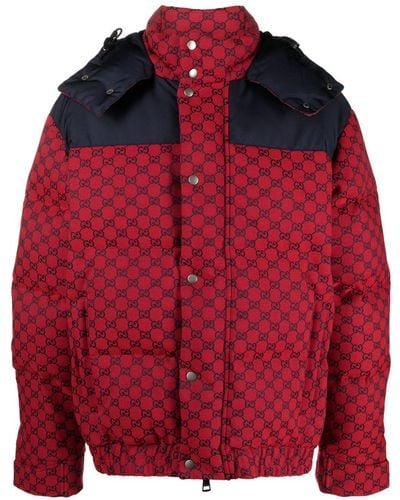 Gucci Down Jacket With Monogram, - Red