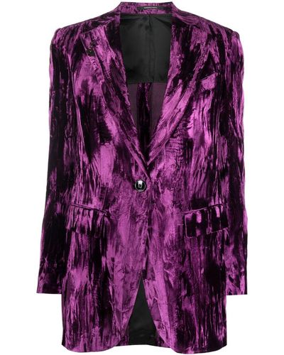 Gabriele Pasini Crushed-velvet Single-breasted Blazer - Purple