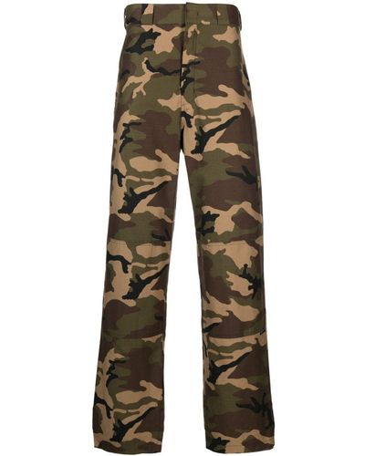 Palm Angels Camouflage Print Cotton Trousers - Green