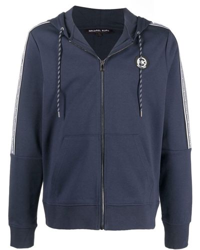 Michael Kors Logo-patch Zip-up Hoodie - Blue