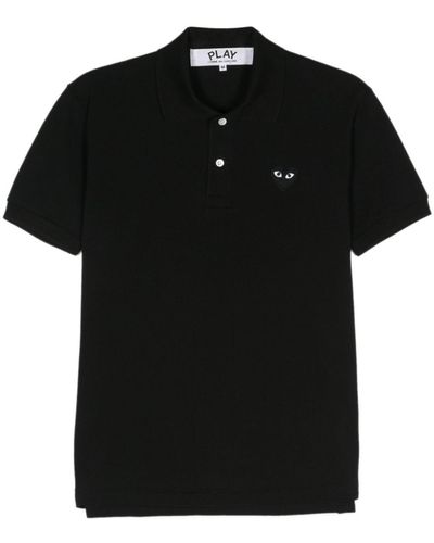 Comme des Garçons Logo Cotton Polo Shirt - Black