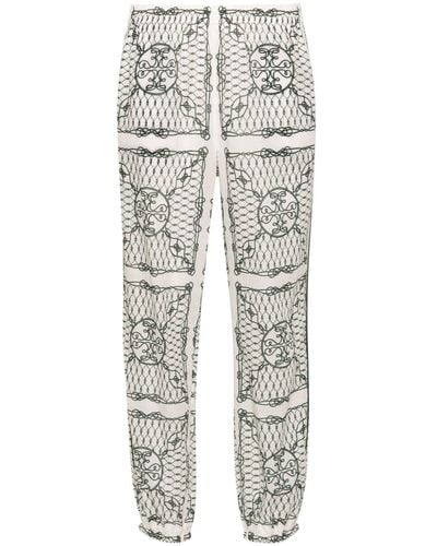 Tory Burch Printed Cotton Trousers - White