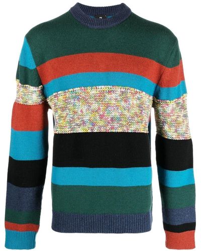 PS by Paul Smith Striped Crewneck Sweater - Blue