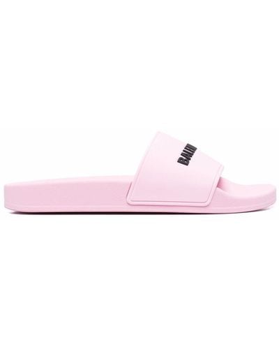 Balenciaga Logo-embossed Slides - Pink