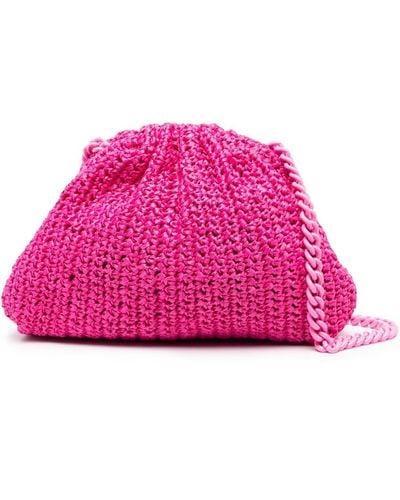 Maria La Rosa Mini Game Crochet Solid Clutch Bag - Pink