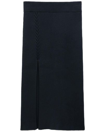 Filippa K Cable Knit Asymmetrical Skirt - Blue