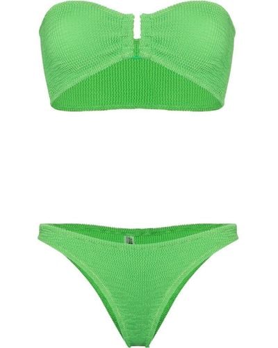 Reina Olga Ausilia Ruched Bandeau Bikini - Green