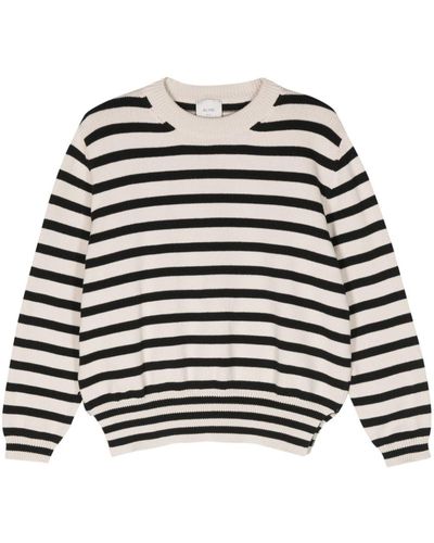 Alysi Striped Knitted Sweater - Black