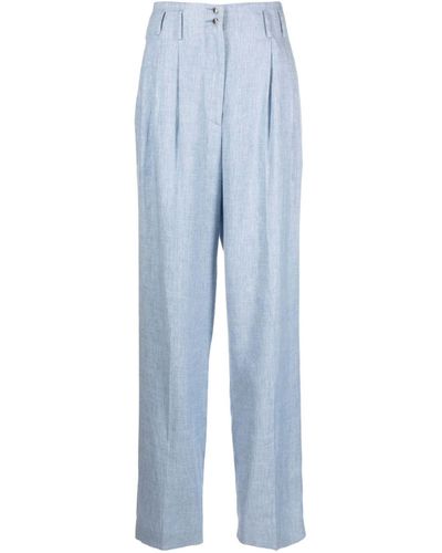 Genny Pleat-detail Wide-leg Pants - Blue