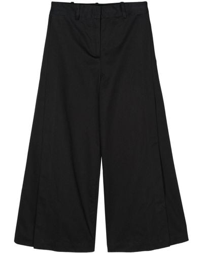 Semicouture Wide-leg Cotton Pants - Black