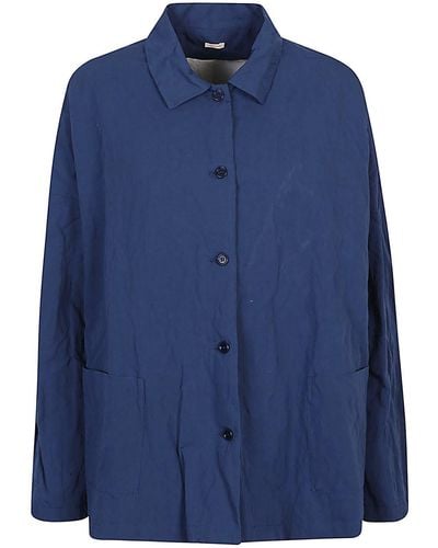 Apuntob Denim Cotton Caban Jacket - Blue