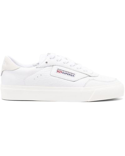 Superga 3843 Logo-patch Leather Trainers - White