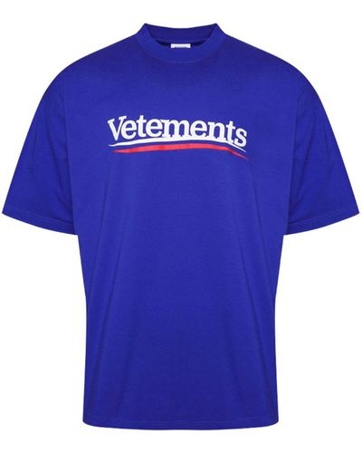 Vetements Logo Cotton T-Shirt - Blue