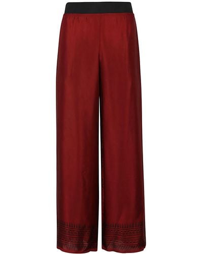 OBIDI Wide Leg Silk Trousers - Red