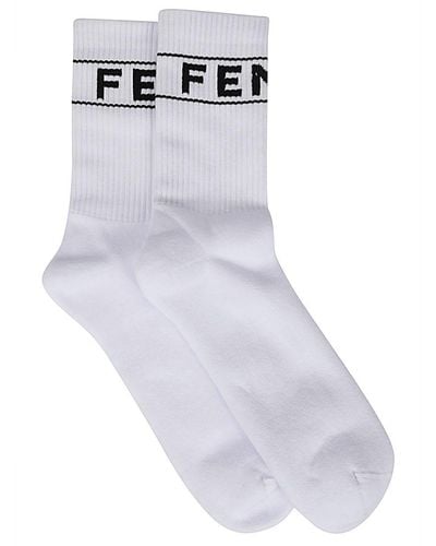 Fendi Socks With Logo - White