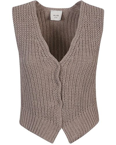 Alysi Knitted Cotton Vest - Brown