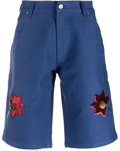 Sky High Farm Embroidered Denim Shorts - Blue