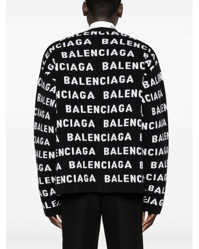 Balenciaga Cardigan With Logo - Black