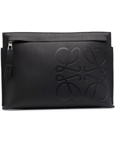Loewe T Pouch Leather Clutch Bag - Black