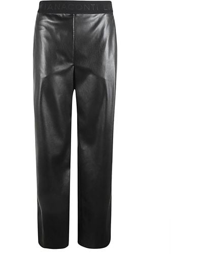 Liviana Conti Faux Leather Trousers - Grey