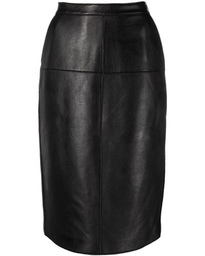 ASOS DESIGN Curve leather look midi pencil skirt in black  ASOS