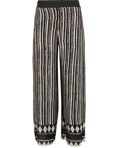 OBIDI Striped Silk Trousers - Natural