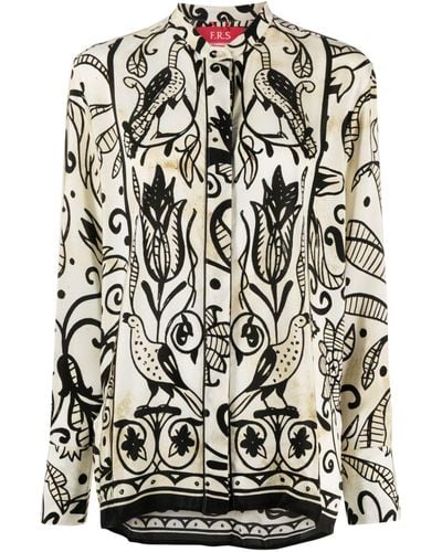 F.R.S For Restless Sleepers Printed Silk Shirt - Black