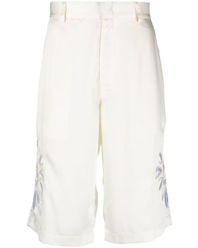 Bluemarble Shorts con fiori ricamati - Bianco
