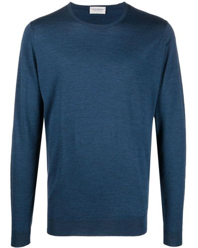 John Smedley Fine-knit Ribbed-trim Sweater - Blue