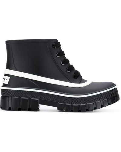 Givenchy Glaston Lace-up Rubber Rain Boots - Black