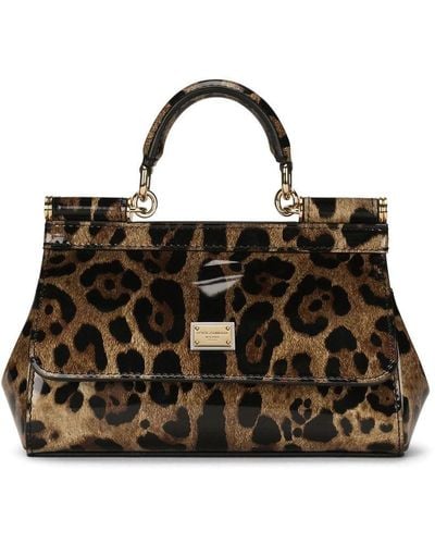 Dolce & Gabbana Sicily Small Leopard Print Handbag - Black