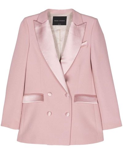 Hebe Studio Bianca Double-breasted Blazer - Pink