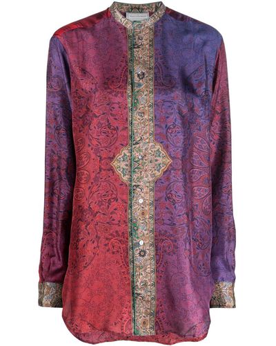 Pierre Louis Mascia Printed Silk Shirt - Purple