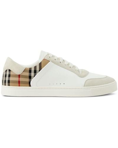 Burberry Men Vintage Check Panelled Sneakers - White