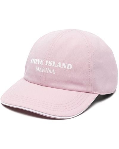 Stone Island Logo Cotton Baseball Cap - Pink