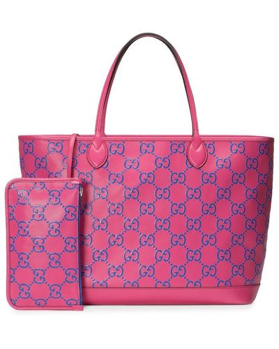 Gucci GG Embossed Tote Bag - Pink
