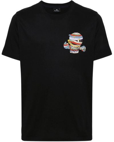 PS by Paul Smith Graphic-print Organic Cotton T-shirt - Black