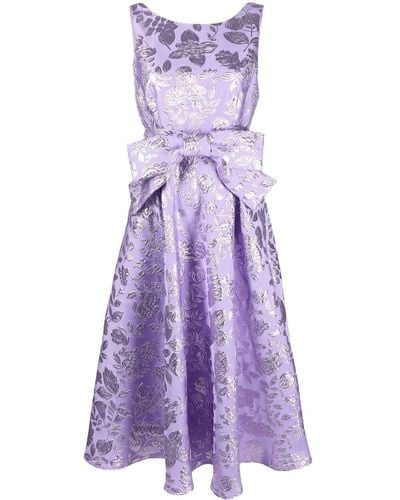 P.A.R.O.S.H. Floral-pattern Satin Midi Dress - Purple