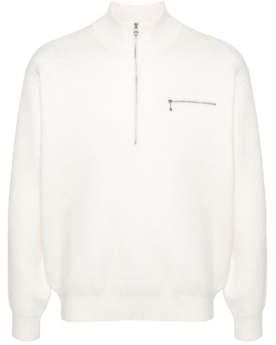 Stussy Half Zip Mock Neck Sweater - White